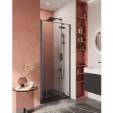 Душевая дверь Cezares Liner B 12 R 90 см правая черный матовый прозрачное стекло 