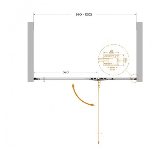 Душевая дверь Cezares Liner B 12 R 100 см правая хром прозрачное стекло 
