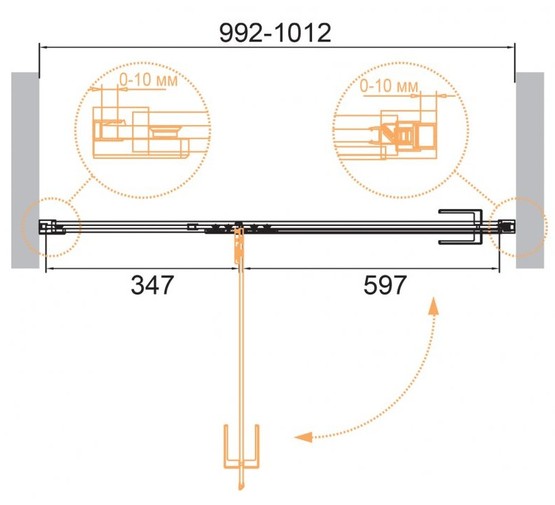 Душевая дверь Cezares Bellagio B 12 100 см черный матовый прозрачное стекло 