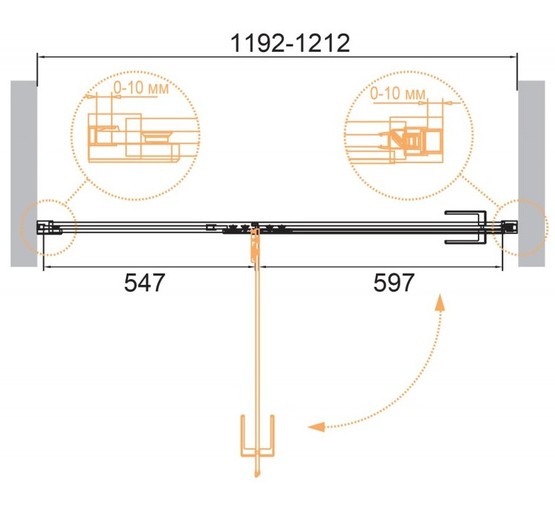 Душевая дверь Cezares Bellagio B 12 120 см золото брашированное прозрачное стекло 