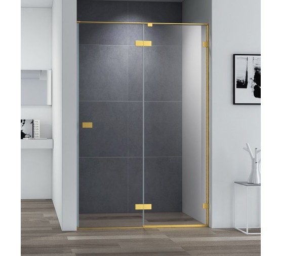 Душевая дверь Cezares Bellagio B 12 140 см золото брашированное прозрачное стекло 