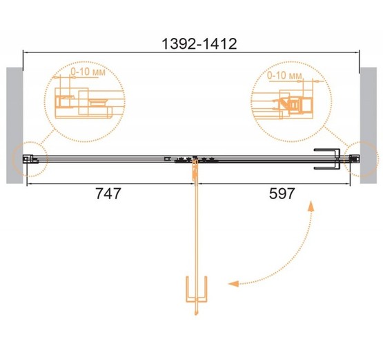 Душевая дверь Cezares Bellagio B 12 140 см черный матовый прозрачное стекло 
