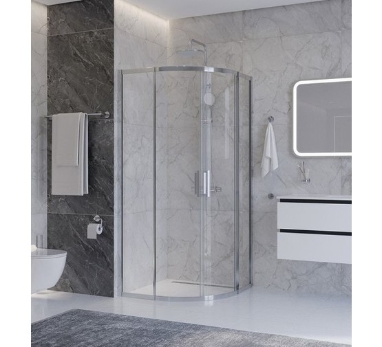 Душевой угол Cezares Plane R 2 900x900 хром прозрачное стекло