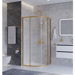 Душевой угол Cezares Plane R 2 900x900 золото брашированное прозрачное стекло