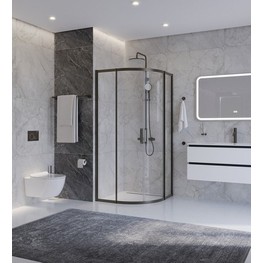 Душевой угол Cezares Plane R 2 900x900 оружейная сталь прозрачное стекло