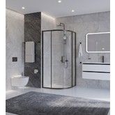 Душевой угол Cezares Plane R 2 900x900 оружейная сталь прозрачное стекло