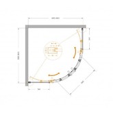 Душевой угол Cezares Plane R 2 900x900 оружейная сталь прозрачное стекло