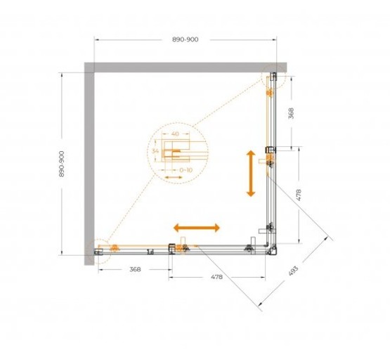 Душевой угол Cezares Plane A 2 900x900 оружейная сталь прозрачное стекло