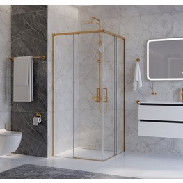 Душевой угол Cezares Plane A 2 1000x1000 золото брашированное прозрачное стекло