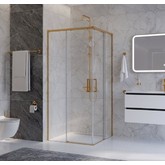 Душевой угол Cezares Plane A 2 1000x1000 золото брашированное прозрачное стекло