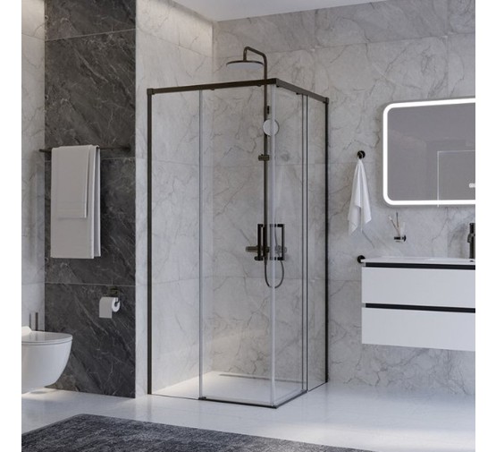 Душевой угол Cezares Plane A 2 1000x1000 оружейная сталь прозрачное стекло