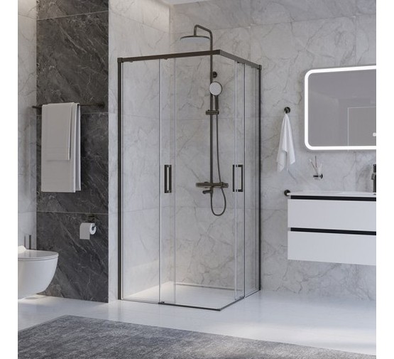 Душевой угол Cezares Plane A 2 1000x1000 оружейная сталь прозрачное стекло