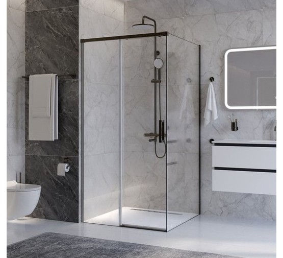 Душевой угол Cezares Plane A 1 1000x1000 оружейная сталь прозрачное стекло