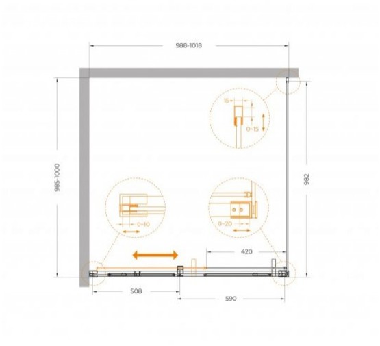 Душевой угол Cezares Plane A 1 1000x1000 сатин прозрачное стекло