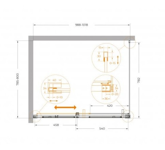 Душевой угол Cezares Plane AH 1 1000x800 оружейная сталь прозрачное стекло