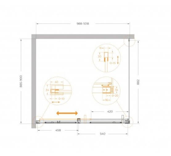 Душевой угол Cezares Plane AH 1 1000x900 оружейная сталь прозрачное стекло