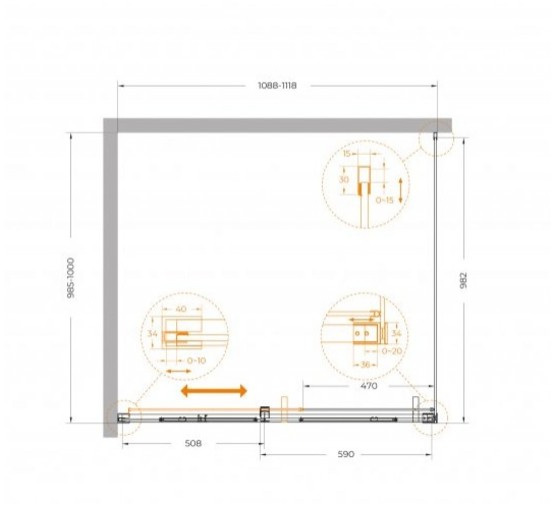 Душевой угол Cezares Plane AH 1 1100x1000 хром прозрачное стекло