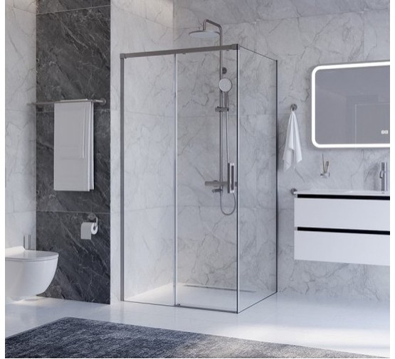 Душевой угол Cezares Plane AH 1 1100x1000 сатин прозрачное стекло