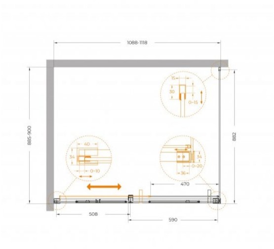 Душевой угол Cezares Plane AH 1 1100x900 хром прозрачное стекло