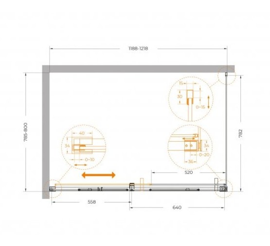 Душевой угол Cezares Plane AH 1 1200x800 оружейная сталь прозрачное стекло