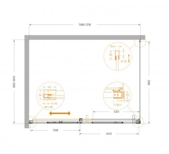 Душевой угол Cezares Plane AH 1 1200x900 сатин прозрачное стекло