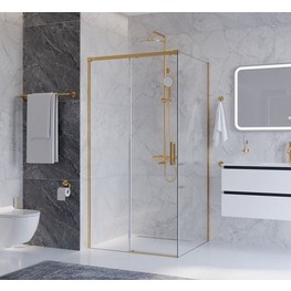 Душевой угол Cezares Plane AH 1 1300x1000 золото брашированное прозрачное стекло