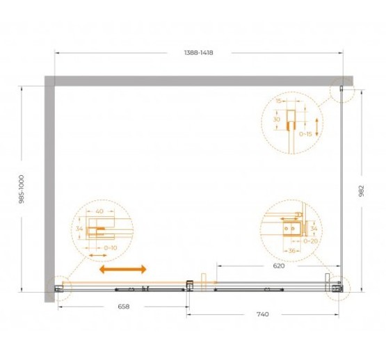 Душевой угол Cezares Plane AH 1 1400x1000 хром прозрачное стекло