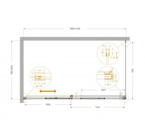 Душевой угол Cezares Plane AH 1 1400x800 сатин прозрачное стекло