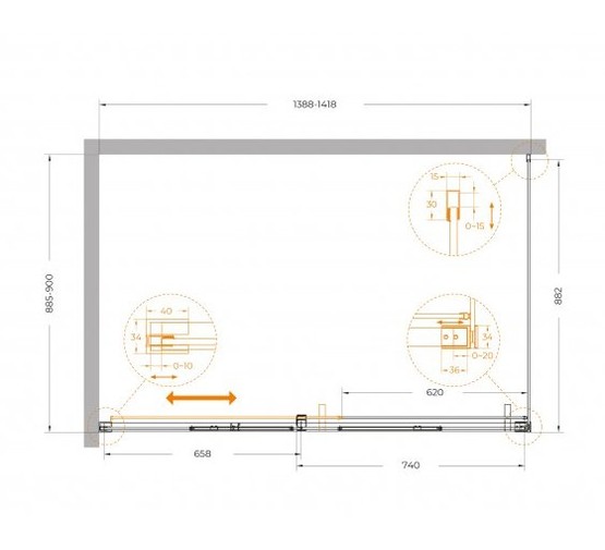 Душевой угол Cezares Plane AH 1 1400x900 оружейная сталь прозрачное стекло