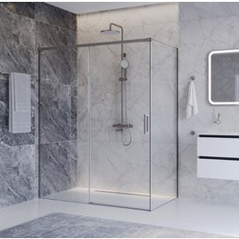 Душевой угол Cezares Plane AH 1 1400x900 сатин прозрачное стекло