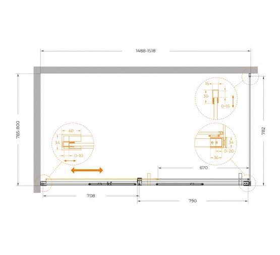 Душевой угол Cezares Plane AH 1 1500x800 хром прозрачное стекло