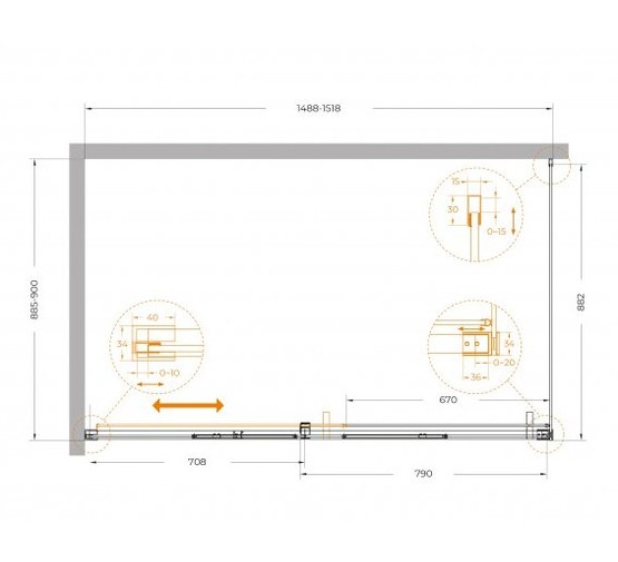 Душевой угол Cezares Plane AH 1 1500x900 сатин прозрачное стекло