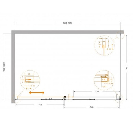 Душевой угол Cezares Plane AH 1 1600x1000 хром прозрачное стекло