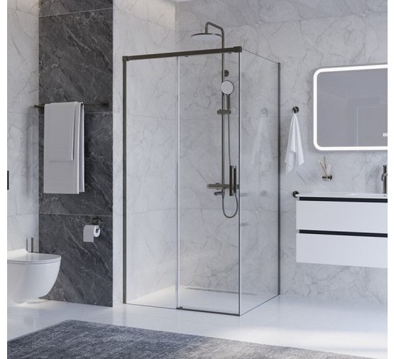 Душевой угол Cezares Plane AH 1 1600x1000 оружейная сталь прозрачное стекло