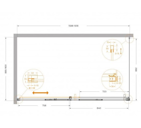 Душевой угол Cezares Plane AH 1 1600x900 хром прозрачное стекло