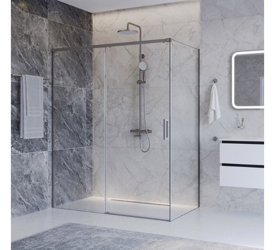 Душевой угол Cezares Plane AH 1 1600x900 сатин прозрачное стекло