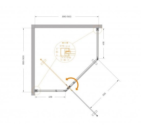 Душевой угол Cezares Plane P 1 900x900 хром прозрачное стекло