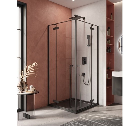 Душевой угол Cezares Liner A 2 900x900 черный матовый прозрачное стекло