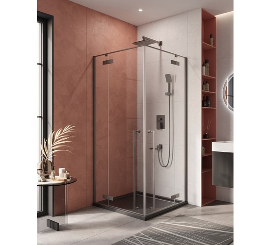 Душевой угол Cezares Liner A 2 900x900 оружейная сталь прозрачное стекло