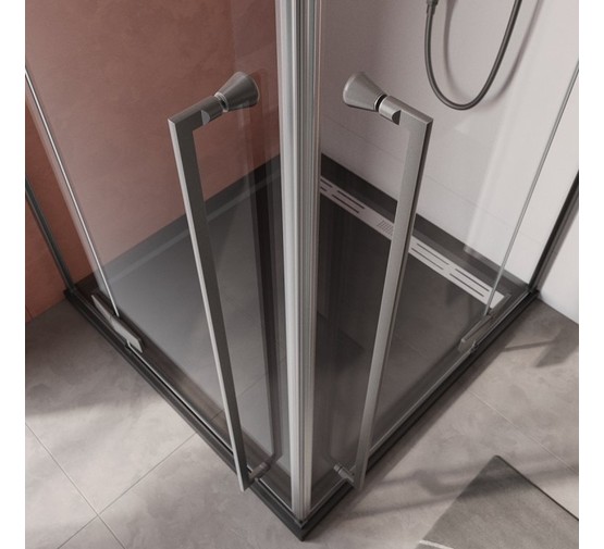 Душевой угол Cezares Liner A 2 900x900 оружейная сталь прозрачное стекло