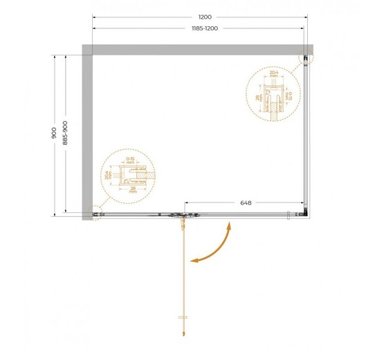 Душевой угол Cezares Liner AH 1 L 1200x900 левый хром прозрачное стекло