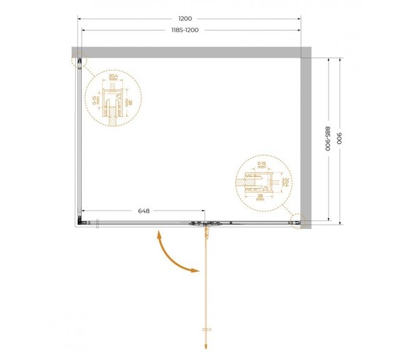 Душевой угол Cezares Liner AH 1 R 1200x900 правый хром прозрачное стекло