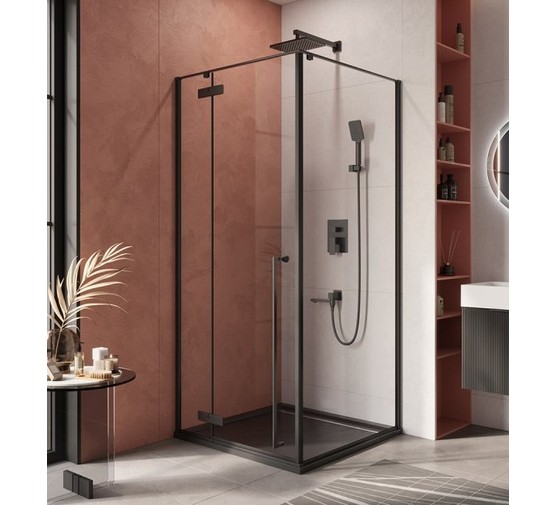 Душевой угол Cezares Liner A 1 L 900x900 левый черный прозрачное стекло