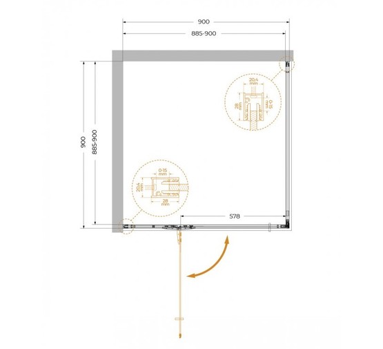 Душевой угол Cezares Liner A 1 L 900x900 левый черный прозрачное стекло