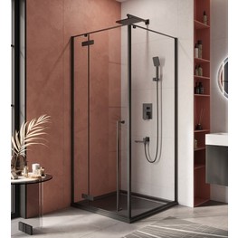 Душевой угол Cezares Liner A 1 L 900x900 левый черный прозрачное стекло