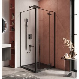 Душевой угол Cezares Liner A 1 R 900x900 правый черный прозрачное стекло
