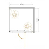 Душевой угол Cezares Liner A 1 R 900x900 правый черный прозрачное стекло