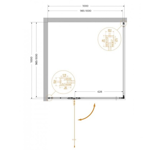 Душевой угол Cezares Liner A 1 L 1000x1000 левый хром прозрачное стекло