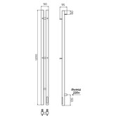 Полотенцесушитель электрический Terminus Стойка Duo проф 1200 П2 хром