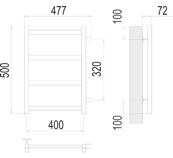 Полотенцесушитель водяной Terminus Аврора 400x500 П4 боковое подключение 320